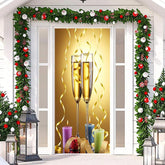 Lofaris Gold Champagne Ribbon Candle New Year Door Cover